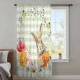 thumbnail image 4 of Sage Green Easter Sheer Curtains 84 Inches Long, Bunny Spring Floral Checkered Light Filering Curtains, Breathable Simi Curtain Privacy Drapes for Living Room Bedroom Lightweight Window Treatment, 4 of 9