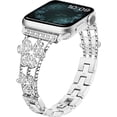 thumbnail image 1 of Compatible con Apple Watch Band 38 mm, 40 mm, 41 mm, pulsera de moda para mujer, linda correa de metal con brillo, correa fina de diamante de lujo para iWatch Series 7 SE 6 5 4 3 2 1-Plata, 1 of 5