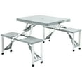 thumbnail image 3 of Folding Picnic Table with Seats and Umbrella Hole, Portable Camping Chairs Set, 4-Seat, Aluminum Frame, Gray, 3 of 11