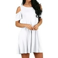 thumbnail image 4 of Lu's Chic Women's Summer Dress Mini Cold Shoulder Short Sleeve Casual Swing Scoop Neck Pockets Tshirt White X-Large, 4 of 4