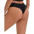 thumbnail image 3 of INSPIRE CHIC Women's Lace Trim Mid-Waisted Ribbed Briefs Seamless Comfortable Stylish Regular Fit Solid Panties S Black, 3 of 5