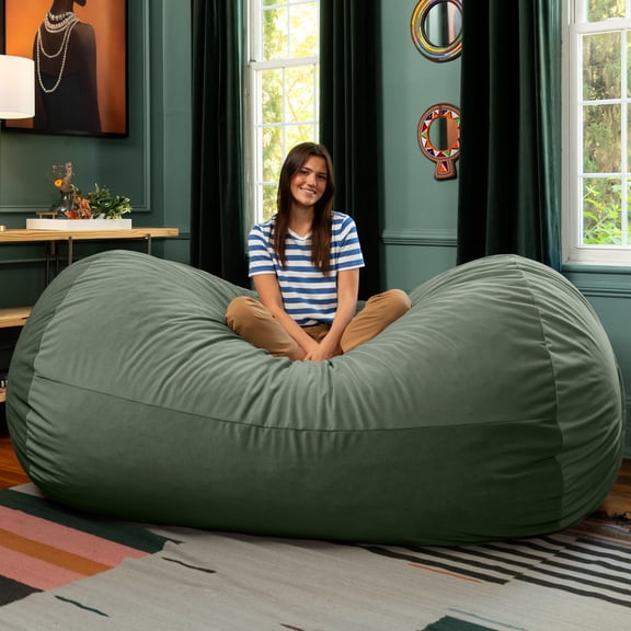Jaxx Grand Lounger 7 Foot Bean Bag Sofa -Lush Velvet Green