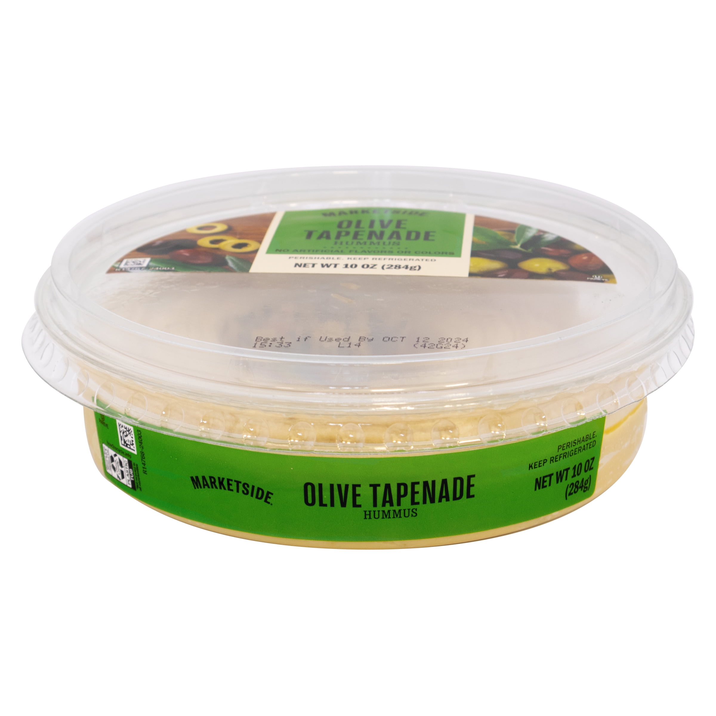 Marketside Gluten-Free Olive Tapenade Hummus 10 oz, Ready to Eat, Resealable Cup, 2Tbsp