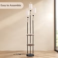 thumbnail image 2 of EDISHINE Floor Lamps with Shelf for Living Room, Tall Standing Farmhouse Floor lamp, Heavy Duty 3 Lights with Linen Shades, 2 of 6