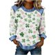 thumbnail image 3 of TaTaai Women's Casual Patchwork Shirt Long Sleeve Round Neck Solid Color St Patrick Day Blouse Soft Comfy Lightweight Top Spring Daily Holiday Party Wear Gift, 3 of 5