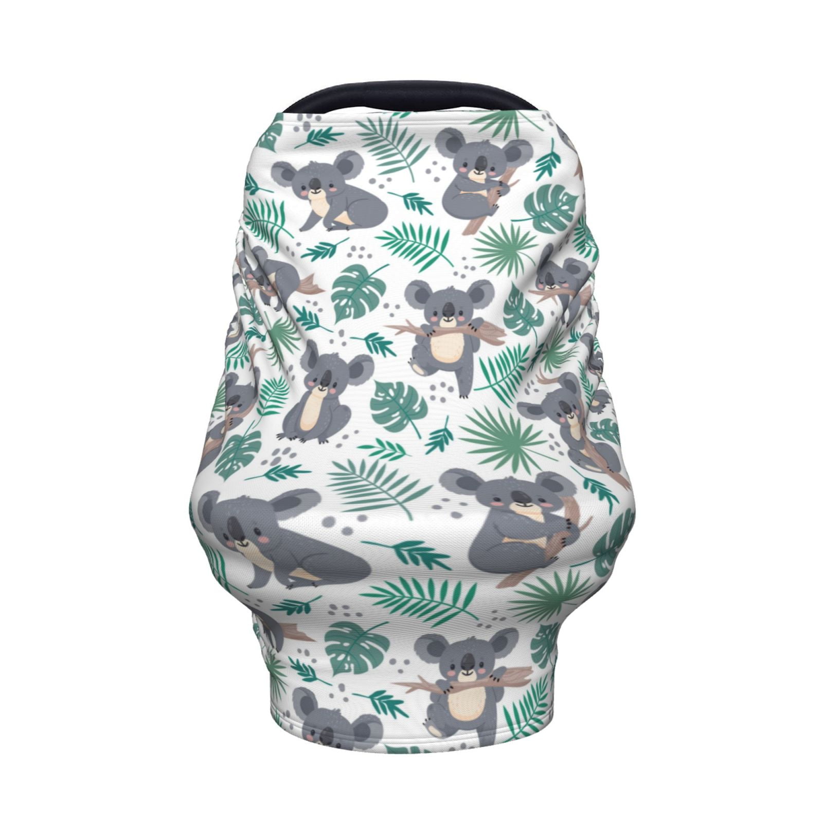 Fotbe Bears and Tropical Leaves Pattern Car Seat Covers for Babies, Nursing Breastfeeding Cover Infant Carseat Canopy, Soft Stretchy Carrier Cover