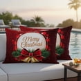 thumbnail image 4 of Merry Christmas Outdoor Waterproof Pillow Covers, Winter Xmas Pine Needle Sparkle Bells Decorative Rectangle Throw Pillowcase Sofa Cushion Sham for Patio/Couch/Chair, 20"x12" 2 Pack, 4 of 8