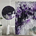 thumbnail image 4 of Purple Black Geometric Shower Curtain Set - Long 72" x 84" Washable Bathtub Curtain with 12 Hooks, Modern Abstract Crystals Artwork Waterproof Fabric Stall Shower Curtains for Bathroom/Bathtub Décor, 4 of 6