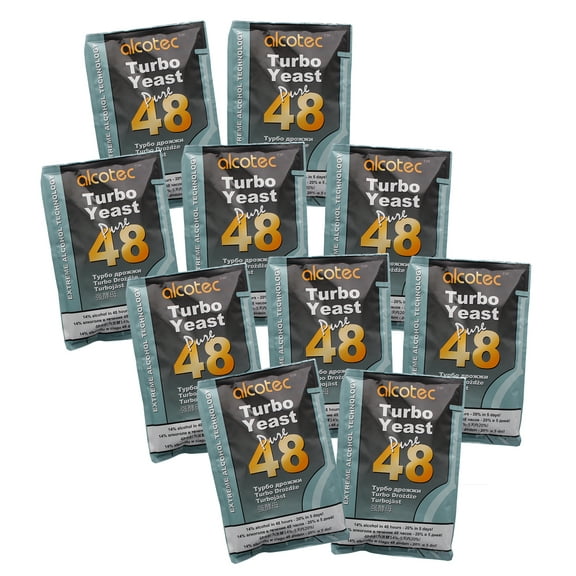 10x Alcotec 48 Pure Turbo Super Yeast Packets High Alcohol 20% Homebrew Vodka