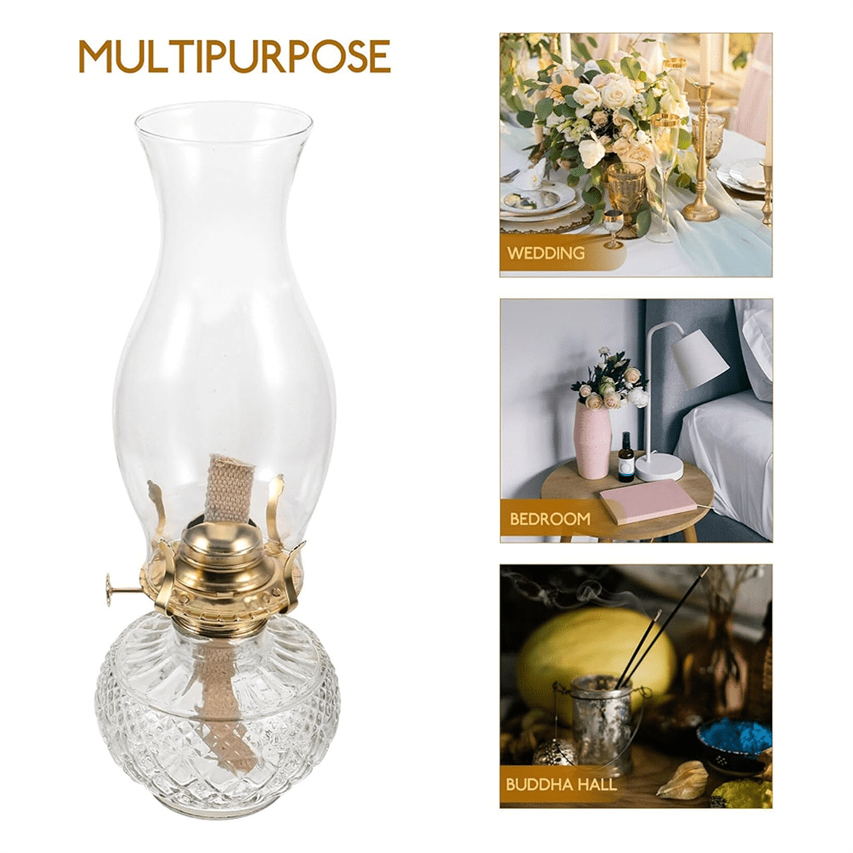 Vintage Glass Coal Lamp Rustic Oil Lamp Oil Lamps for Indoor Use Home Decor Lighting Oil Lantern