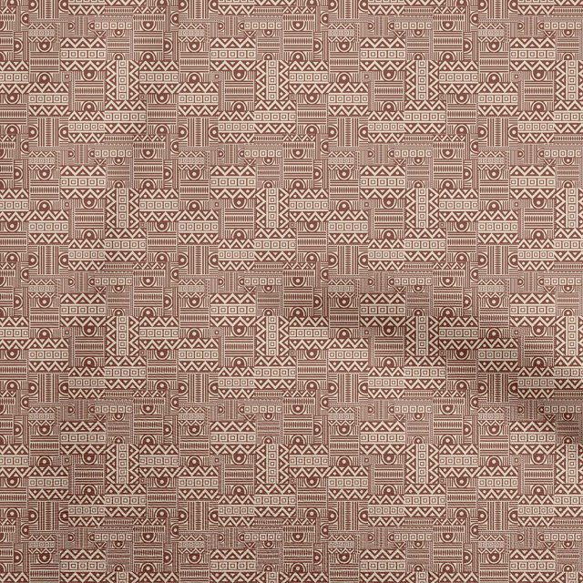 oneOone Rayon Brown Fabric Geometric Sewing Material Print Fabric By The Yard 56 Inch Wide