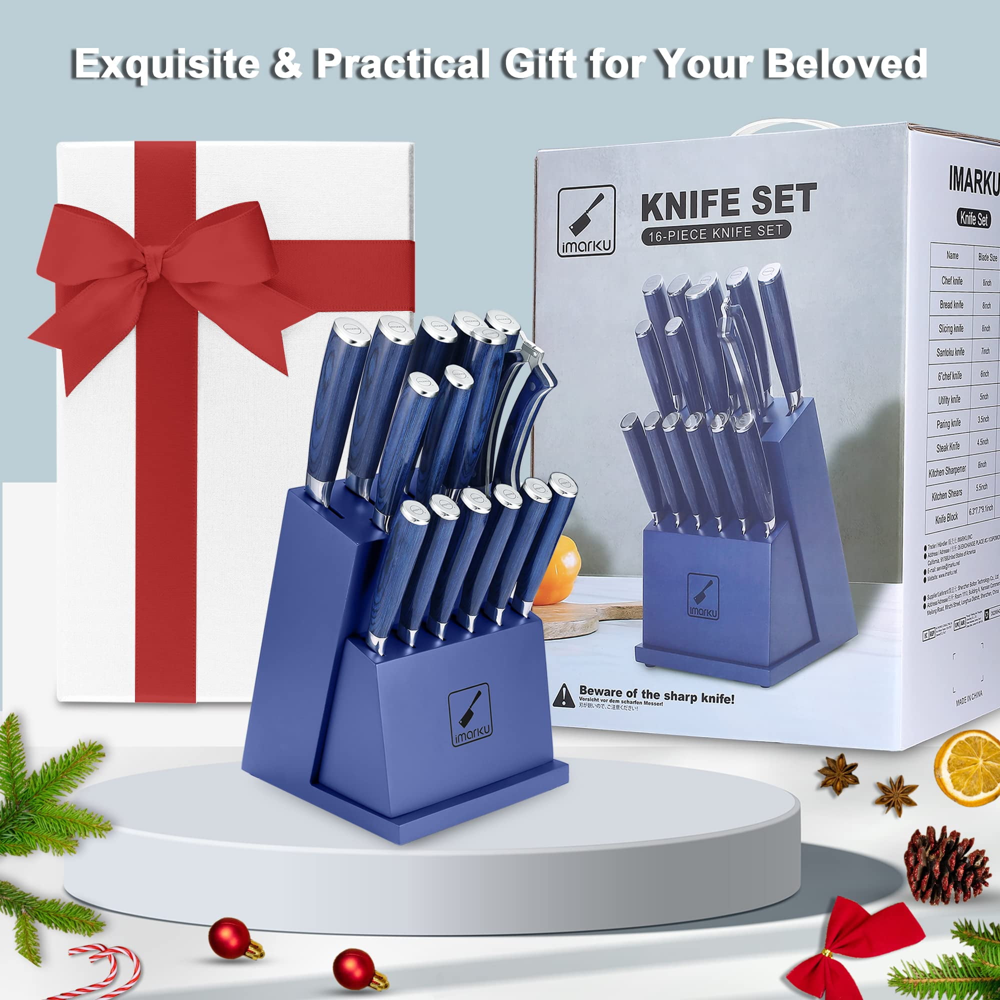 Set, imarku 16-Piece Premium Kitchen Knife Set, Ultra Sharp Japanese  Stainless Steel Knife Set with Block and Knife Sharpener, A - AliExpress