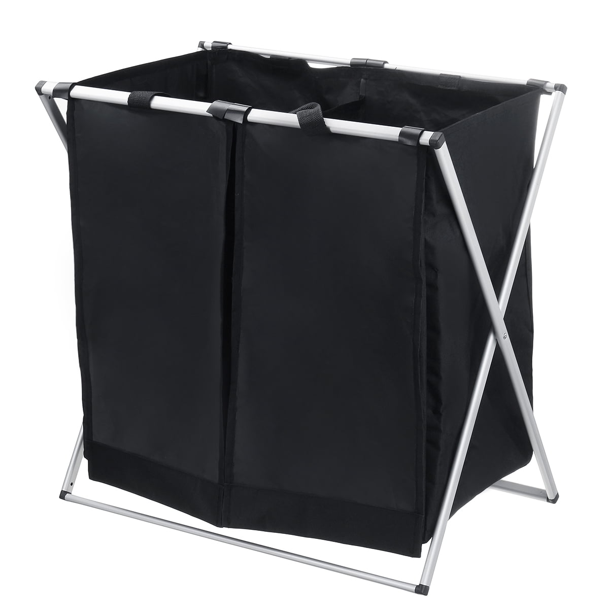2 Sections Divided Laundry Hamper with Handle Dirty Clothes Basket for