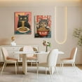 thumbnail image 2 of Framed Funny Black Cat Canvas Wall Art Set of 2, Vintage Japanese Cat Eating Ramen Poster, Unique Gifts and Cat Lover Printing Picture, for Living Room Kitchen Dining Room Wall Decor 12x16in, 2 of 6