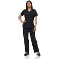thumbnail image 2 of V Neck Unisex Scrub Set, Top and Pants Lightweight Stretch Fabric for Home Attendant and Nurse Uniform, 2 of 5