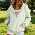 thumbnail image 2 of HOSIA Quarter Zip Hoodie for Women Fall Fashion Must Haves Loose Casual Gym Hooded Sweatshirts Loose Fit Cute Comfy Plain Lounge Plus Size Trendy Fashion Track Jacket with Pockets Green L, 2 of 9