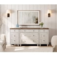 thumbnail image 6 of Dresser for Bedroom with 5 Drawers and 2 Storage Cabinets, End Table with Charging Station for Living Room, Mid-Century Modern Dressers with Wide Chest of Drawers for Nursery, Rustic White, 6 of 7