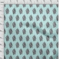 thumbnail image 3 of oneOone Viscose Jersey Pastel Mint Fabric Leaves & Floral Block Quilting Supplies Print Sewing Fabric By The Yard 60 Inch Wide, 3 of 5