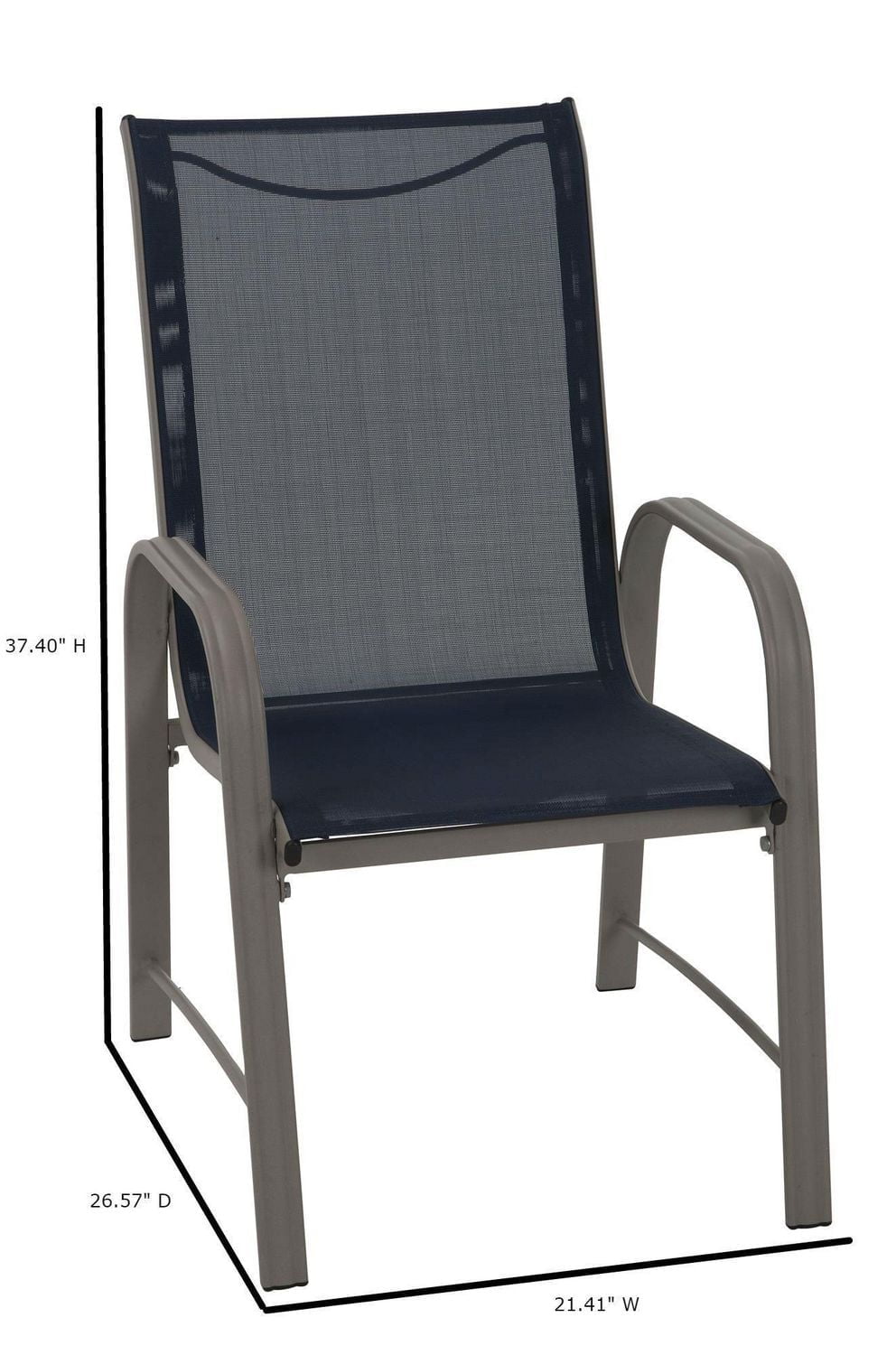 COSCO Outdoor Living Paloma Steel Patio Dining Chairs, Light Gray Sling, Dark Gray Steel Frame, 6-Pack