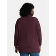 thumbnail image 3 of Terra & Sky Women’s Plus Chenille Boyfriend Cardigan Sweater, Midweight, Sizes 0X-4X, 3 of 5