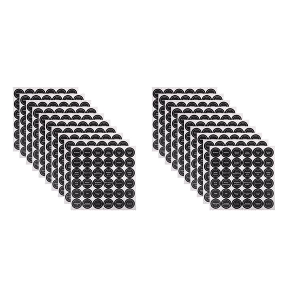 WORGEOUS 40 Sets Of Waterproof Spice Jar Labels Black Round Spice Jar Labels Self-Adhesive Spice Stickers Preprinted Stickers For Kitchen Glass Jars