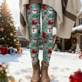 thumbnail image 7 of felwors Pajama Pants Women Santa Claus Print Elastic Waist Soft Comfy Pj Pants Ankle Length Christmas Day Leggings Light Green, XL, 7 of 7