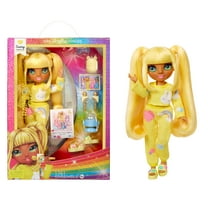 Rainbow High Jr High PJ Party Sunny, Yellow 9” Posable Doll, Ages 4-12