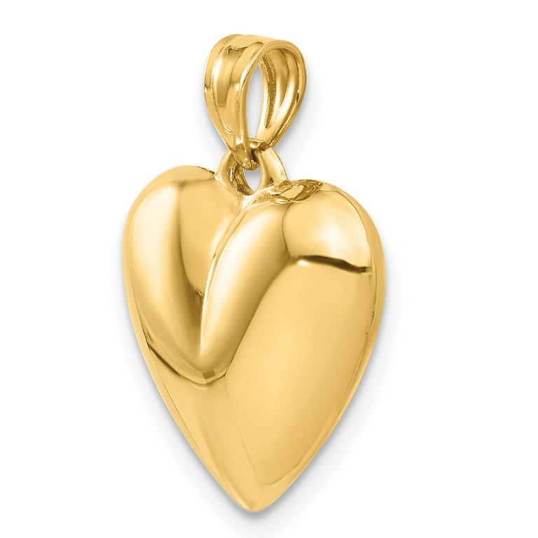 Silk Finish Yellow Gold Hollow Heart Charm