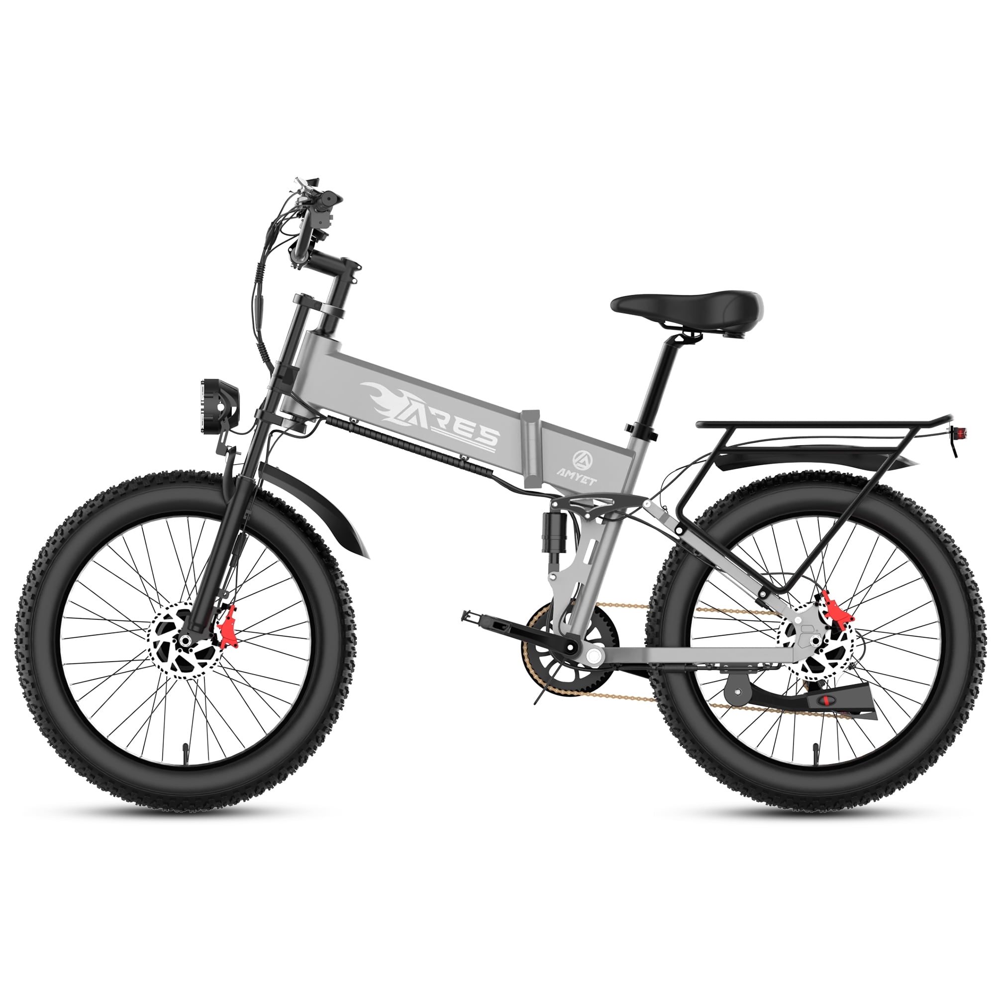 AMYET ARES AWD Electric Bike for Adults, Dual Motor 2000W Ebike, 52V 20Ah Battery, 24" x 4.0" Fat Tire, Folding Electric Mountain Bike, 34MPH, UL2849