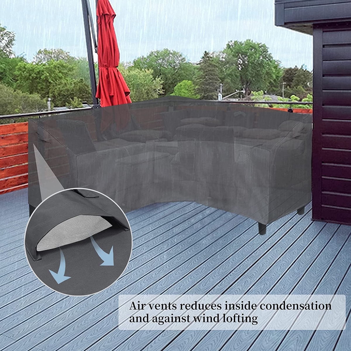 Thickened Waterproof Patio L Shaped Sectional Sofa Cover Outdoor Large Pet-Resistant Furniture Protector，UV Protected Couch Cover Outdoor