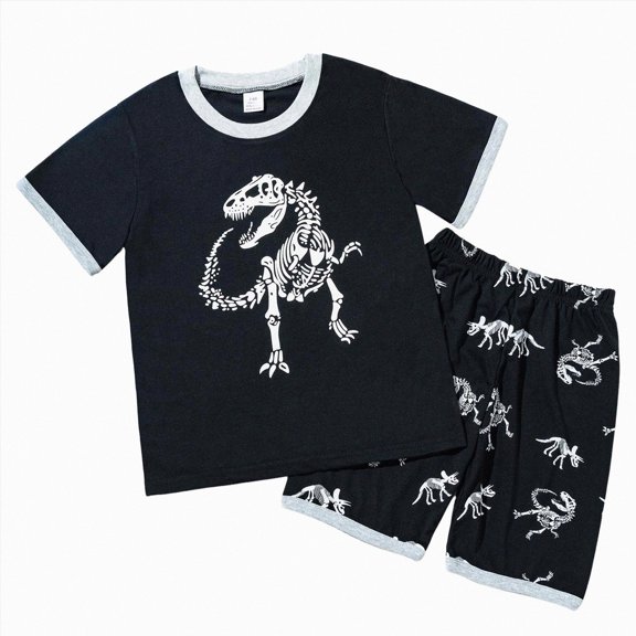 CAICJ98 Boys Pajamas Cotton Planet Pjs Toddler 2 Piece Short Sleeve Sleepwear Summer Boys' Clothing Sets (Grey,6-7 Years)
