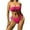 Hot Pink, variant on WREESH Womens Bandeau Bikini Sets High Cut Bikini Solid Color Swimwear Two-Piece Slim Swimsuit Bikini Straped Swimsuits Beach Bathing Suit Hot Pink