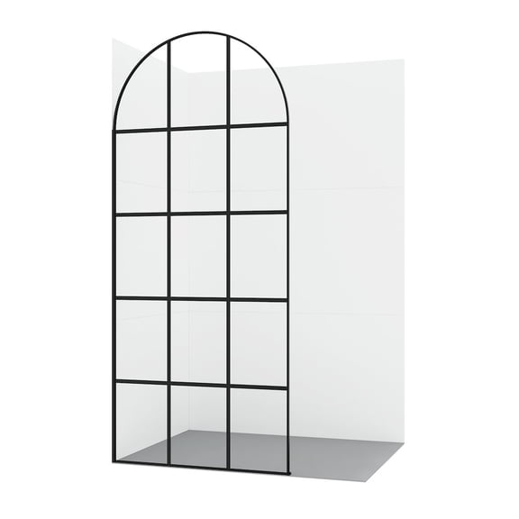 Vinnova Design Aranaz 34" W x 78" H Fixed Single Panel Frameless Shower Door in Matte Black