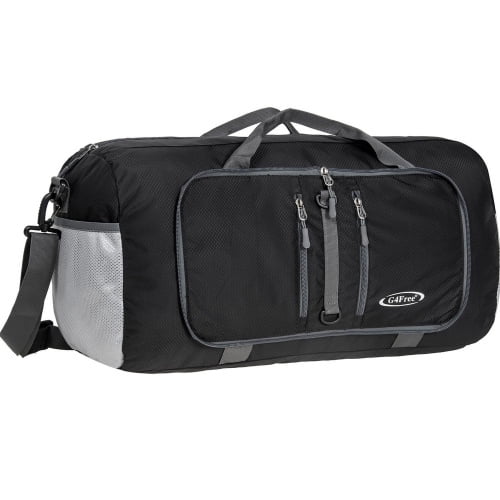 (Black) - G4Free 40L Foldable Travel Duffle Bag Lightweight Sports Backpack 60cm Luggage Tote Bag for Sports Gym Swimming