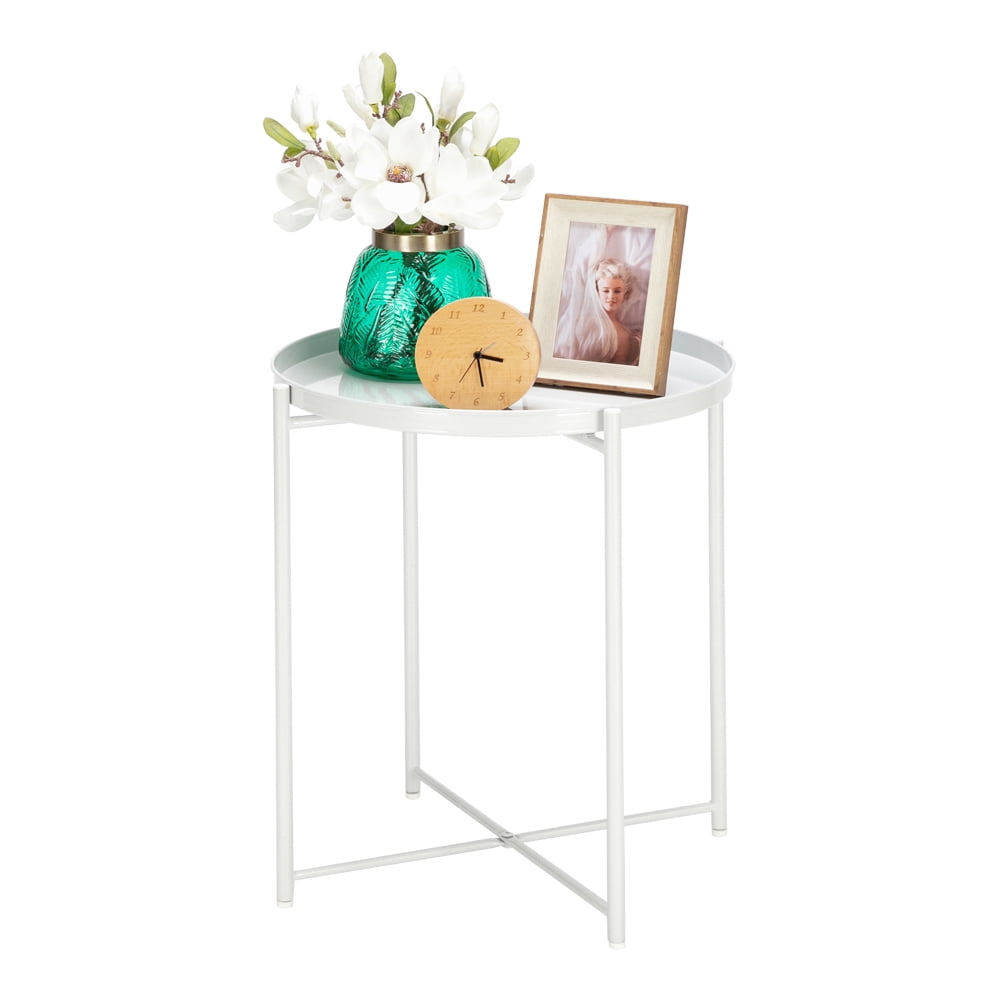 Private Jungle Side Table Round Metal, Outdoor Side Table Small Sofa End Table Indoor Accent Table Round Metal Coffee Table Waterproof Removable Tray Table,White Private Jungle Side Table Round Metal, Outdoor Side Table Small Sofa End Table Indoor Accent Table Round Metal Coffee Table Waterproof Removable Tray Table,White