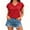 Red, variant on Women V Neck Chiffon Blouses Cap Sleeve Shirts Casual Loose Work Office Solid Tops