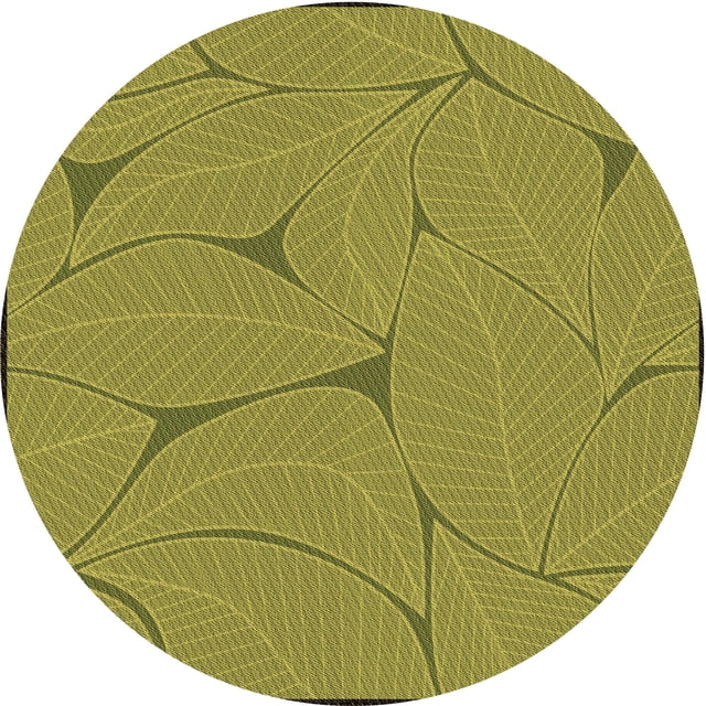 Ahgly Company Tapis d'Intérieur Rond Lavable en Machine Vert Olive Transitionnel, 3 Pieds Rond