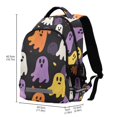 thumbnail image 2 of FORMRS Unisex Backpack Elementary School Travel Bookbag with Reflective Stripes, Yellow Halloween Ghosts, 2 of 7