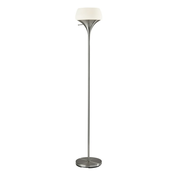 Eliza Torchiere Floor Lamp With Brushed, Bronze Torchiere Floor Lamp With Frosted Plastic Shade