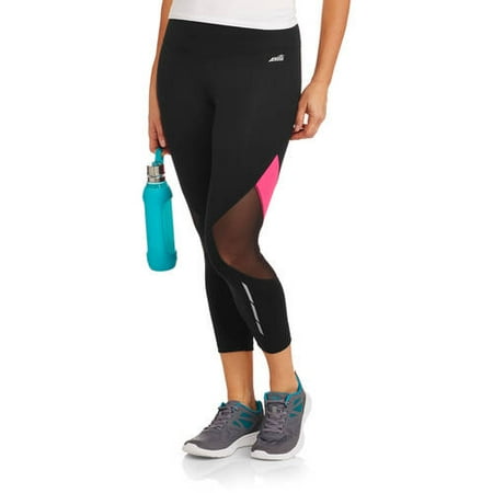 Avia Women's Active Performance Capri Leggings with Mesh Inserts