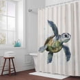 thumbnail image 3 of Blue Sea Turtle Bathroom Shower Curtain, Wood Grain Retro Farmhouse Waterproof Washable Soft Bath Curtain for Bathtub Decor with 12 Hooks&Grommet, 66x72 Inch, 3 of 9
