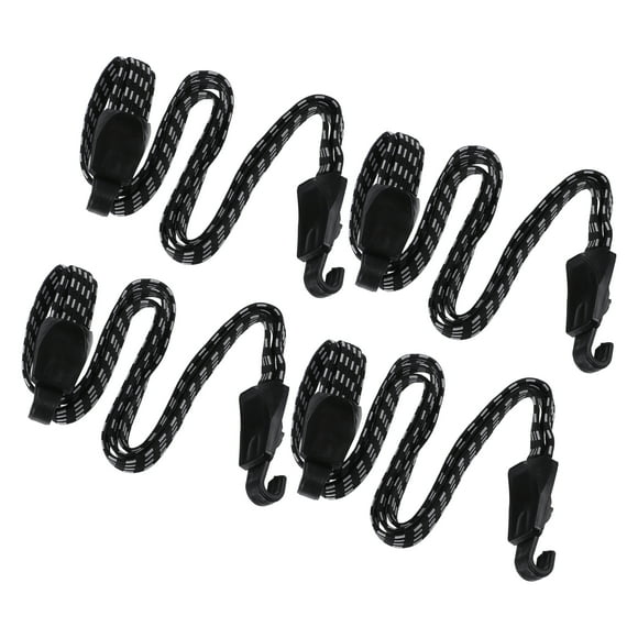 Unique Bargains 4 Pcs Strong Elastic Strapping Rope Tie Down Moving Straps with Hook for Motorcycle 62cm 24.41' Black