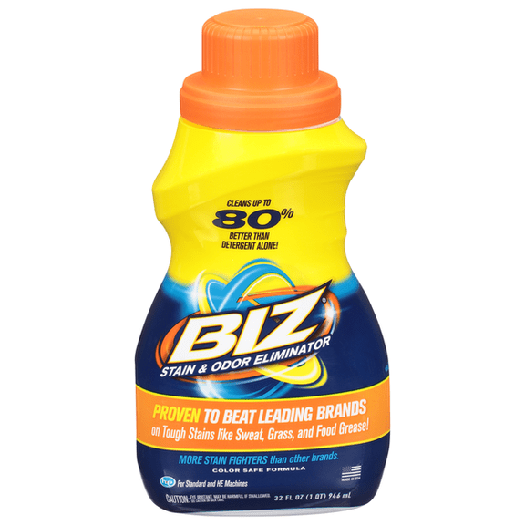 BIZ Stain & Odor Eliminator, Laundry Stain Remover, 32 fl oz Liquid