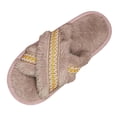 thumbnail image 2 of Miqool Womens Criss Cross Plush Fuzzy House Slippers Soft Footbed Open Toe Memory Foam Flat Slip On Cozy Slides, 2 of 5