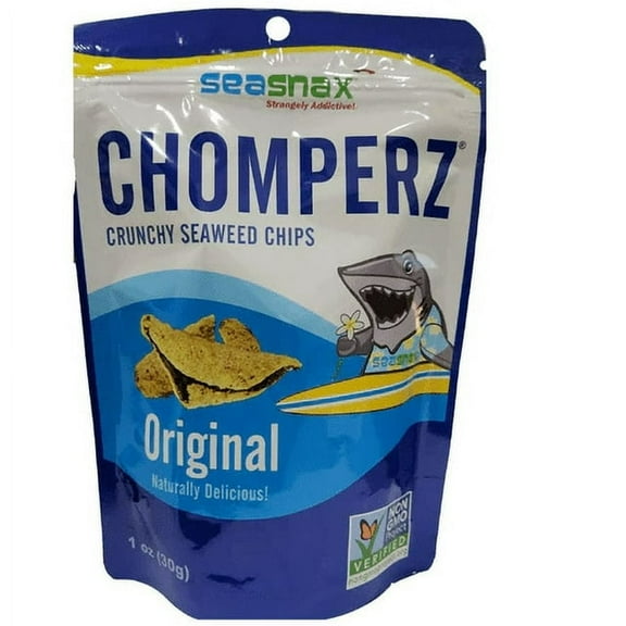 SeaSnax, Chomperz, Crunchy Seaweed Chips, Original, 1 oz Pack of 2