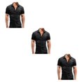 thumbnail image 4 of Minnieouse Camisa vaquera de verano para hombre, bolsillos, delgada, ligera, elástica, manga corta, cierre de botones, camiseta de vaquero a Type1 NO1, 4 of 6