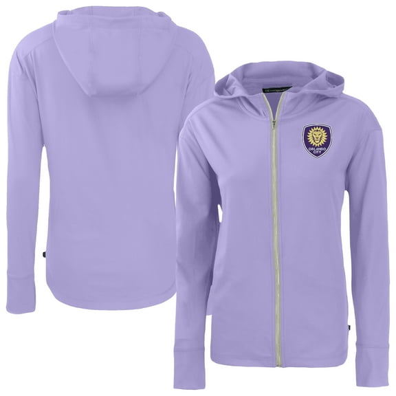 Women's-Cutter & Buck  Purple Orlando City SC Daybreak Eco Recycled Full-Zip Hoodie