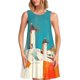 thumbnail image 1 of Disketp Colorful Greek Windmills para Vestido sin Mangas para Mujeres, Vestidos de Verano para Mujeres, Casual y Holgado para la Playa, 1 of 7