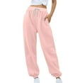 thumbnail image 4 of Samickarr Fleece Sweatpants for Women Fall Trendy Drawstring Elastic High Waist Cinch Bottom Baggy Jogger Pants Solid Color Casual Loose Athletic Trousers, 4 of 6