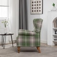 thumbnail image 5 of Modern Accent Chair with Retro Wood Legs, Comfy Upholstered Armchair ,Tantan Check Design Single Sofa Chair for Living Room Bedroom Office -- Green, 5 of 8